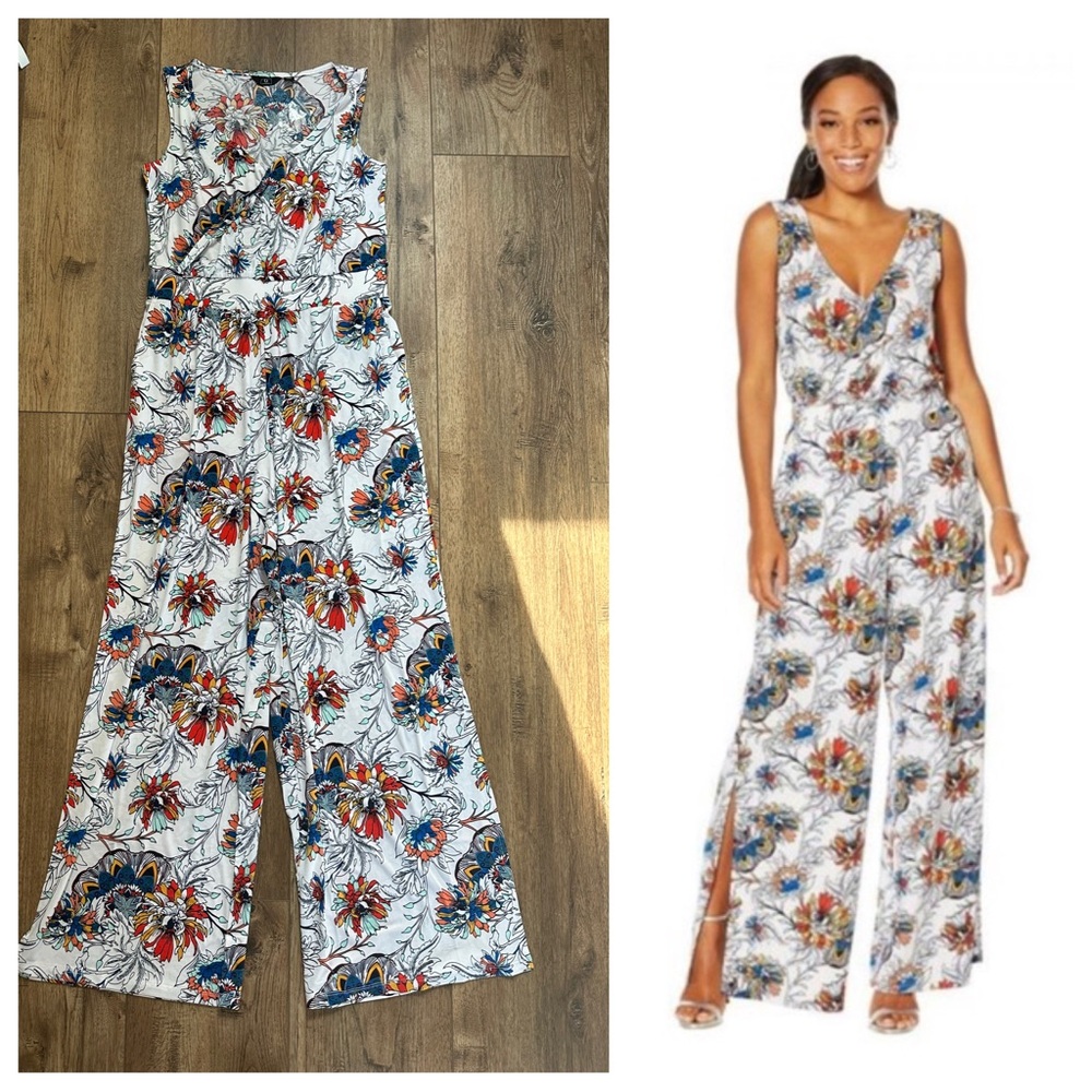 G by Giuliana Women’s Floral Jumpsuit, Sleeveless, Stretch Jersey Knit, M
